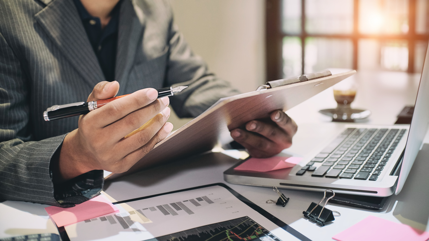 Consultant reviewing financial information with a client